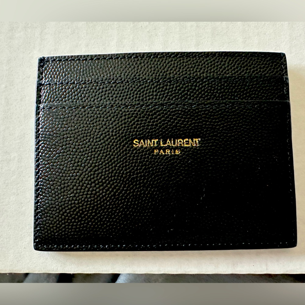 SAINT LAURENT PARIS CARD CASE IN COATED BARK LEATHER - NWOT